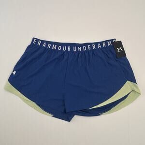 Under Armour Women's UA Play Up 3.0 Athletic Shorts Loose Size 2XL Blue/Green